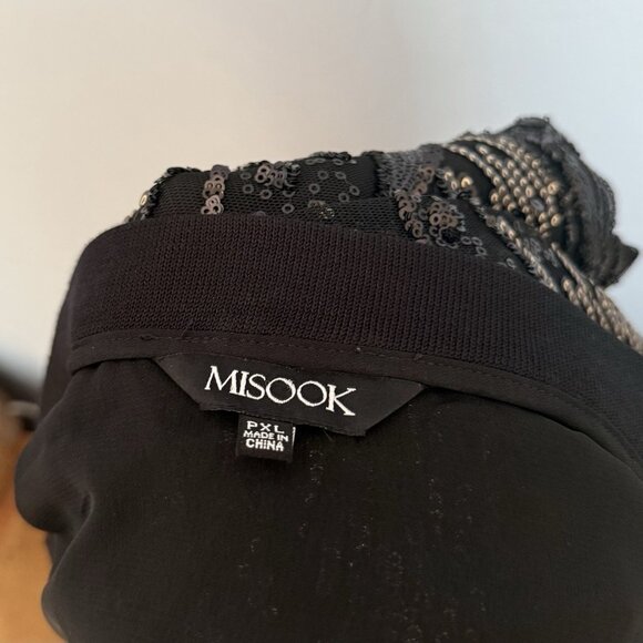 Misook Sequin Mesh Duster Jacket Black Gold Size PXL - Picture 6 of 12